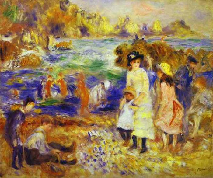 Pierre-Auguste Renoir Children at the Beach at Guernsey, Norge oil painting art
